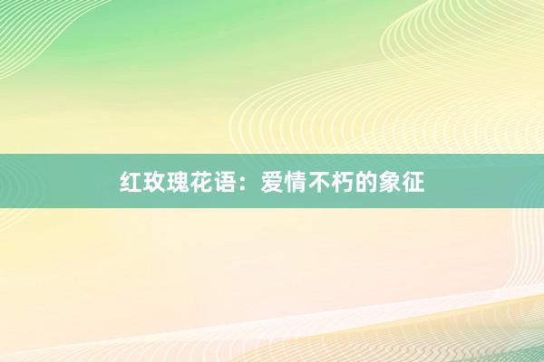 红玫瑰花语：爱情不朽的象征